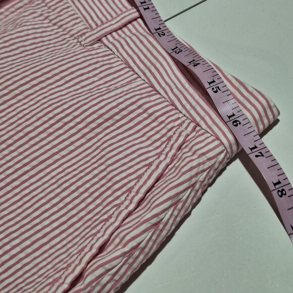 L.L.Bean Skirt Women Size 10 Petite Pink White Seersucker Striped Classic Preppy - Picture 6 of 8